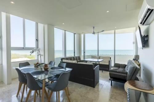 Miramar Apartment | Beachfront Paradise with Shared Pool Telchac | Depto A12