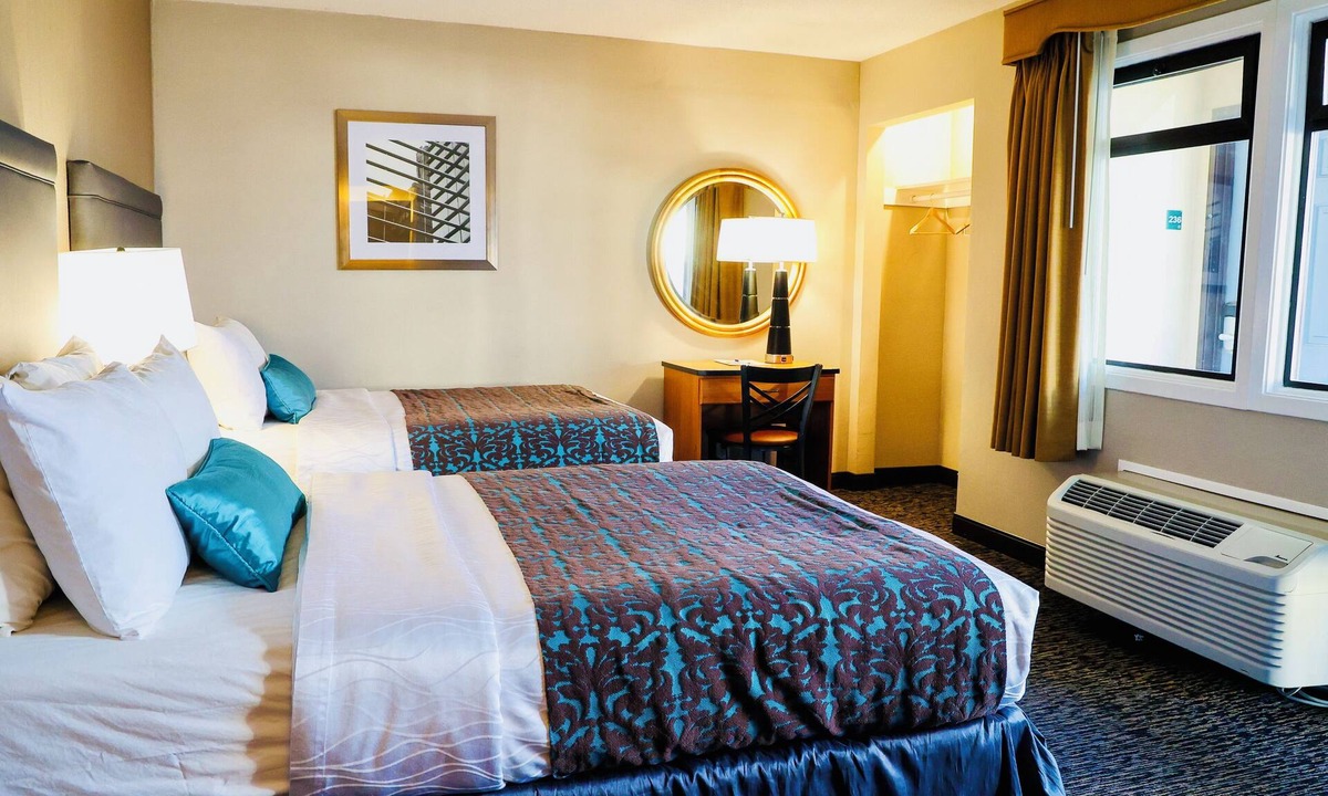 Downtown San Francisco Hotel | Central Motel SoMa Room with 2 Double Beds,Free Parking, Breakfast, Near Moscone