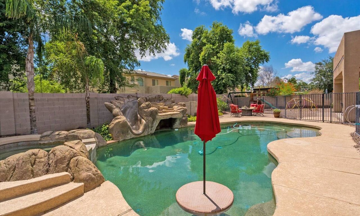 Power Ranch House | Gilbert Backyard Resort | 6BR, Private Pool, Waterslide, Playground & Games | Bell Bank Park