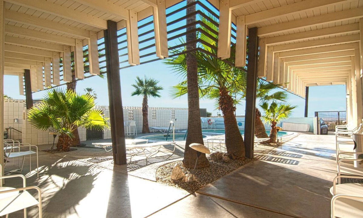 Desert Hot Springs Apartment | The Getaway 1BR #1: Pool, Mountain View, Kids/Pets welcome