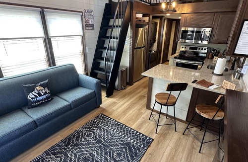 Flagstaff Cabin | Cypress Cabin - Spacious floor plan with modern look, full kitchen, separate bedroom, and upstairs loft