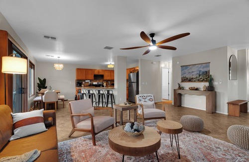 Green Valley House | Welcome to Cactus Retreat—a modern 5BR/3BA getaway featuring a private pool, fire pit, grill, and dedicated office. Unwind in a comfortable king-bed primary suite and enjoy spacious living for families and groups. Pet‑friendly.