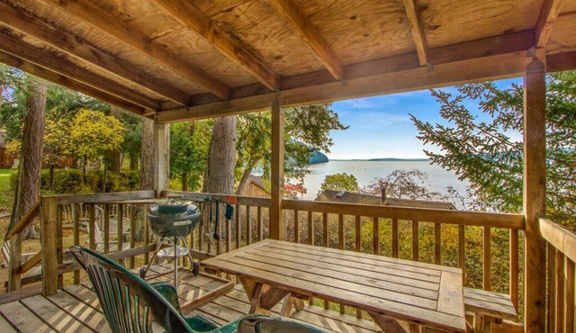 1BR Ocean View Cabin - 30 second walk to west-facing beach and sunsets! in Eastsound