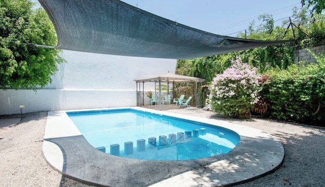 Geodesic sanctuary with a heated pool