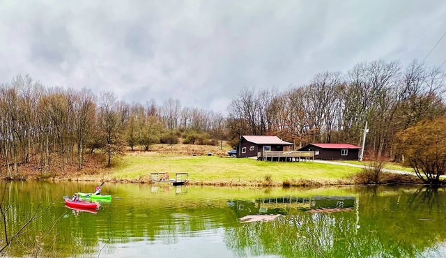 Hillside Cabin : Secluded Log Cabin on 15 Acres, Pond & trails. Near Woodbury in Coshocton
